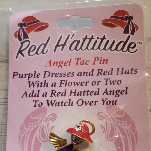 NEW Red H'attitude Angel Tac Pin/Pendant Handpainted Crystal 1" - Picture 3 of 4